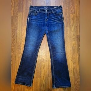 Silver Jeans Womens 32x33 Suki Slim Boot Blue Denim Button Super Stretch CA00508